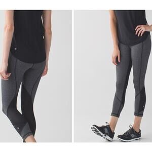 Lululemon Pace Rival Crop Giant Herringbone Black Heathered Luxtreme Mesh Rare